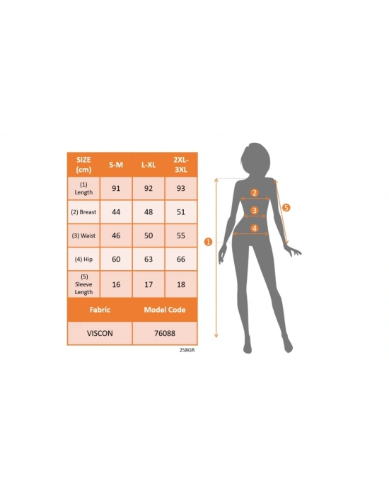 Kadın Kısa Kollu Geniş Yuvarlak Yaka Viskon Elbise