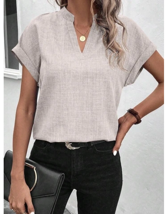 Kadın Kısa Kollu Hakim Yaka Sofya Bluz