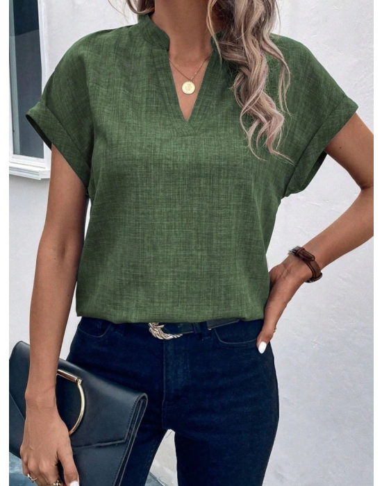 Kadın Kısa Kollu Hakim Yaka Sofya Bluz