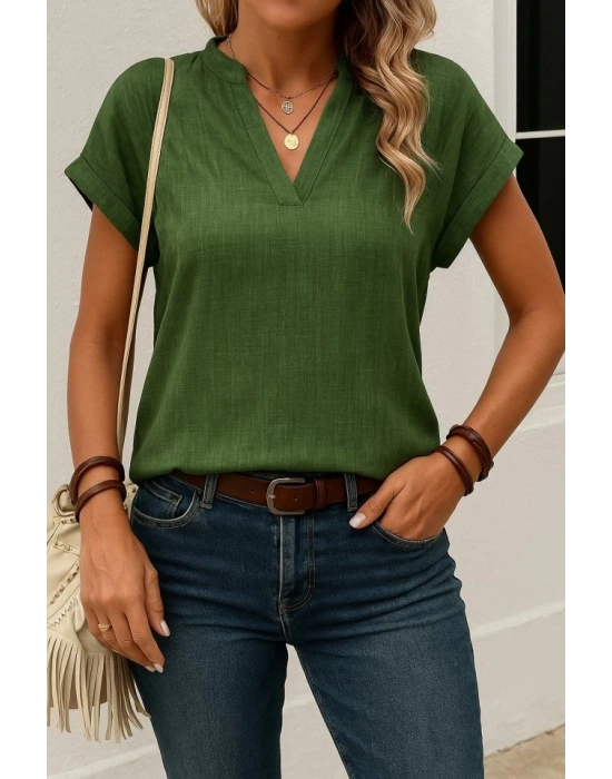 Kadın Kısa Kollu Hakim Yaka Sofya Bluz