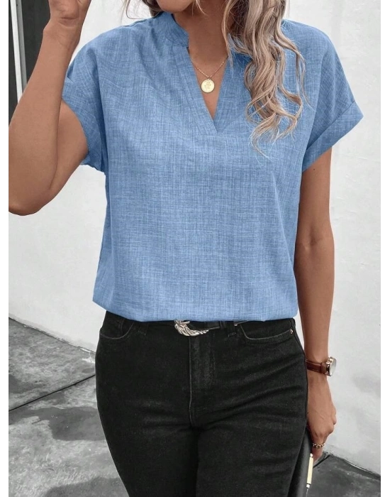 Kadın Kısa Kollu Hakim Yaka Sofya Bluz