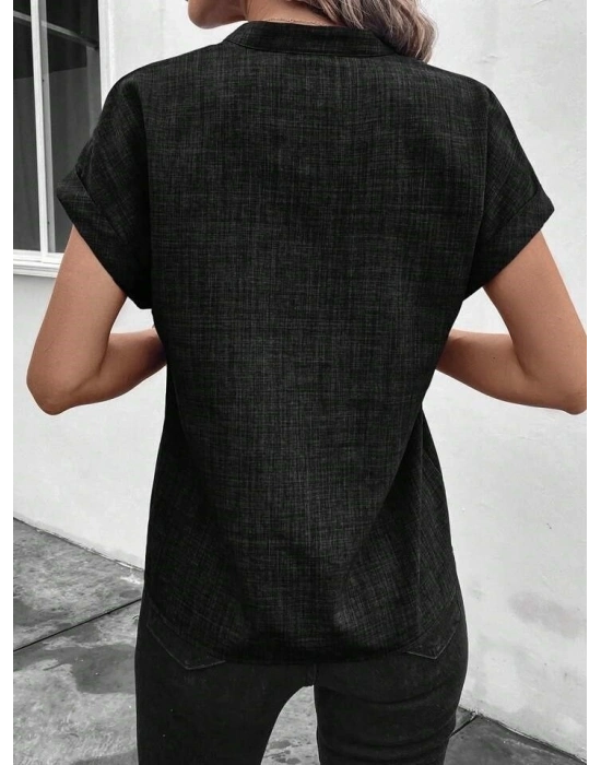 Kadın Kısa Kollu Hakim Yaka Sofya Bluz