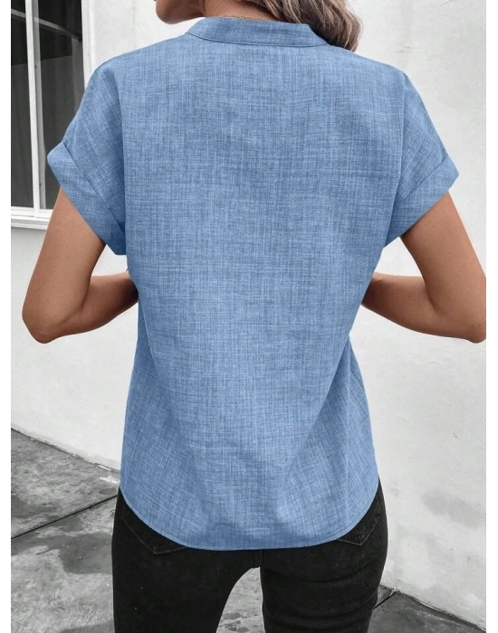 Kadın Kısa Kollu Hakim Yaka Sofya Bluz