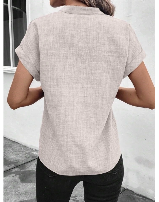 Kadın Kısa Kollu Hakim Yaka Sofya Bluz