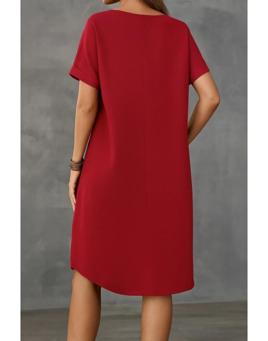 Kadın Kısa Kollu Kayık Yaka Bürümcük Elbise