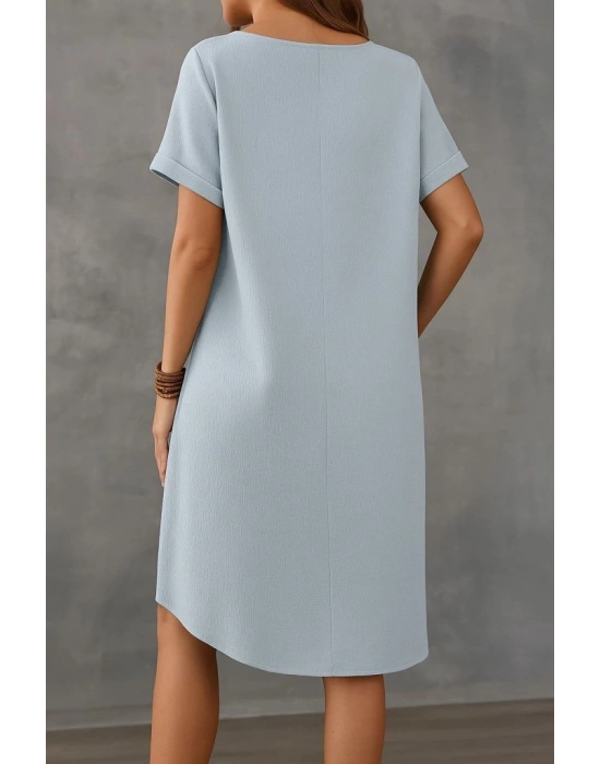 Kadın Kısa Kollu Kayık Yaka Bürümcük Elbise