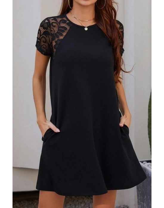 Kadın Kısa Kollu Kol Dantel Viskon Elbise