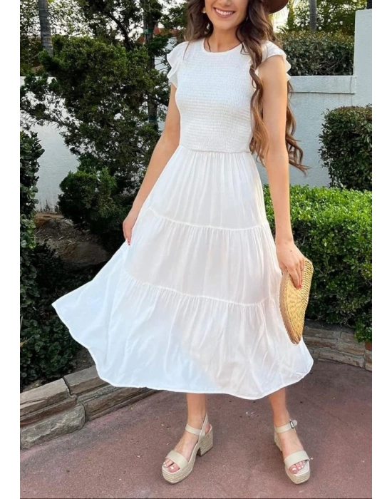 Kadın Kısa Kollu Kolları Volanlı Gipeli Aerobin Elbise