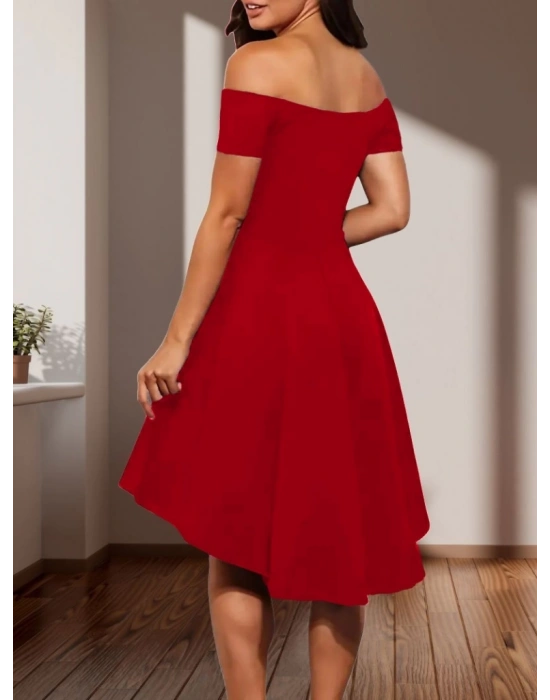 Kadın Kısa Kollu Madonna Yaka önü Kısa Arkası Uzun Ithal Krepdüğün/mezuniyet Elbisesi