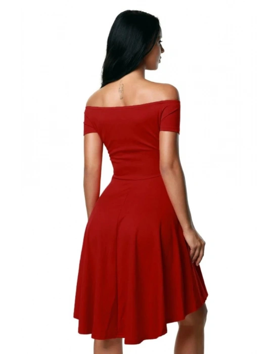 Kadın Kısa Kollu Madonna Yaka önü Kısa Arkası Uzun Ithal Krepdüğün/mezuniyet Elbisesi