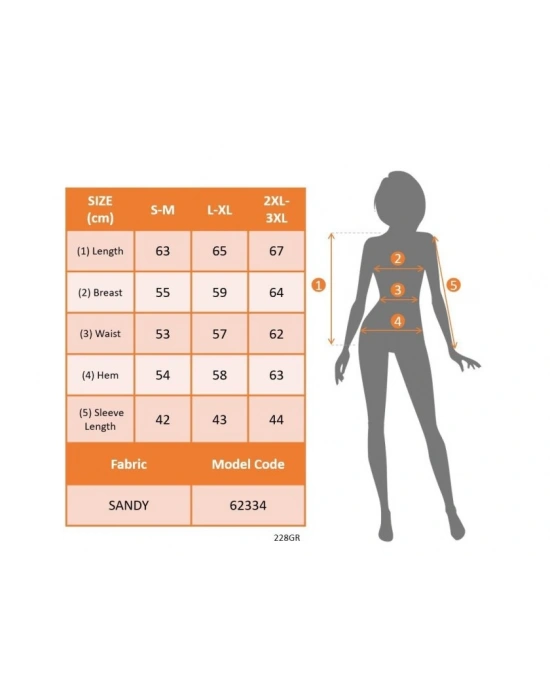 Kadın Kısa Kollu önden şerit Detaylı Desenli Sandy Bluz