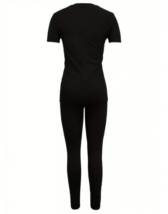 Kadın Kısa Kollu Queen Baskı Viskon Ikili Takım