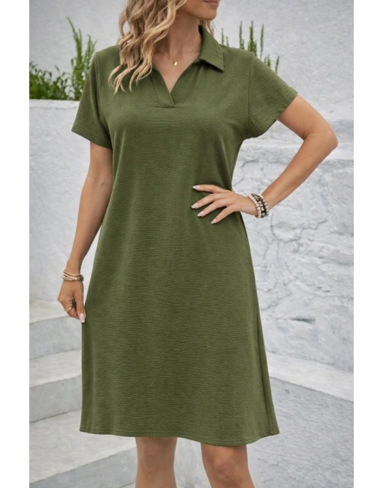 Kadın Kısa Kollu V Yaka Aerobin Kumaş Diz üstü Elbise
