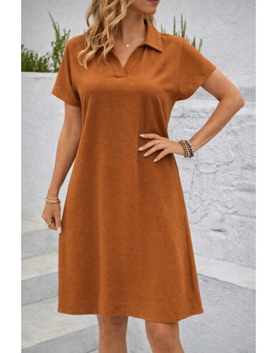 Kadın Kısa Kollu V Yaka Aerobin Kumaş Diz üstü Elbise