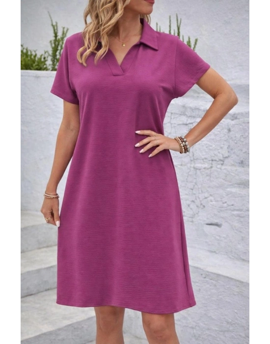 Kadın Kısa Kollu V Yaka Aerobin Kumaş Diz üstü Elbise