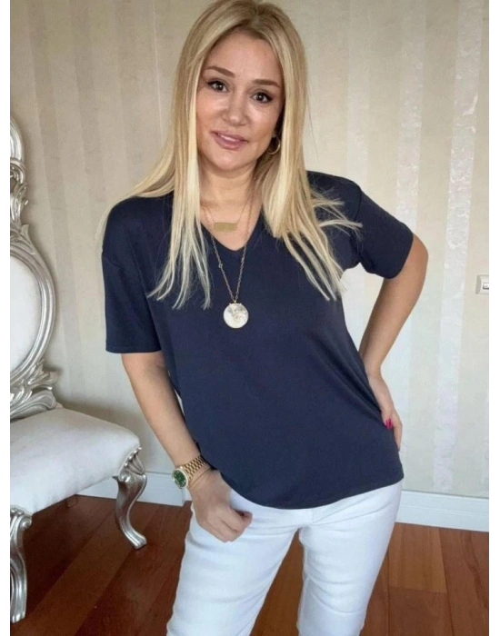 Kadın Kısa Kollu V Yaka Bluz