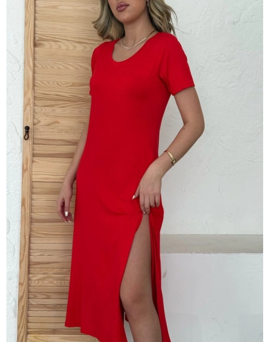 Kadın Kısa Kollu V Yaka Maxi Boy Elbise 124 Cm