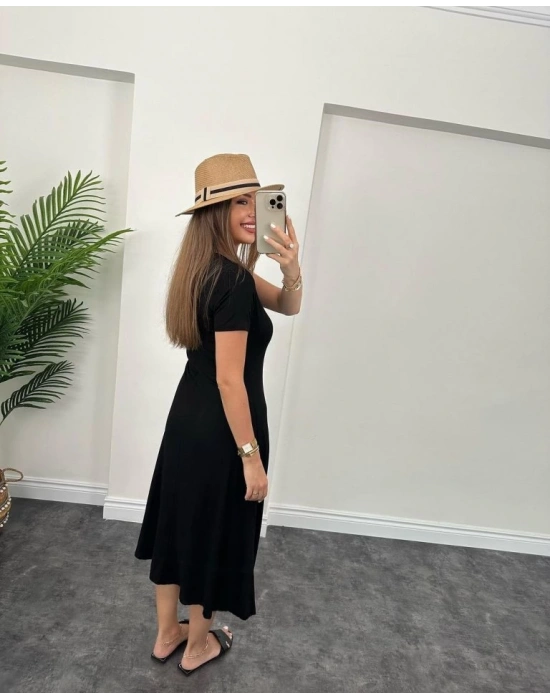 Kadın Kısa Kollu V Yaka Maxi Boy Elbise 124 Cm