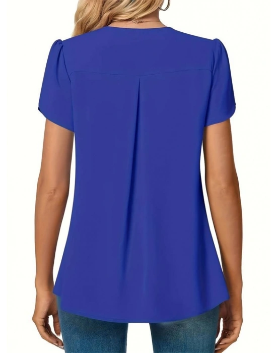 Kadın Kısa Kollu V Yaka Sandy Bluz