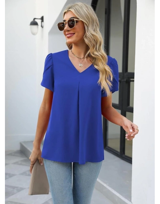 Kadın Kısa Kollu V Yaka Sandy Bluz