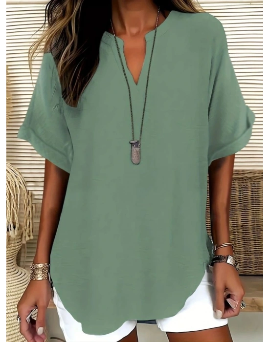 Kadın Kısa Kollu V Yakalı Aerobin Bluz