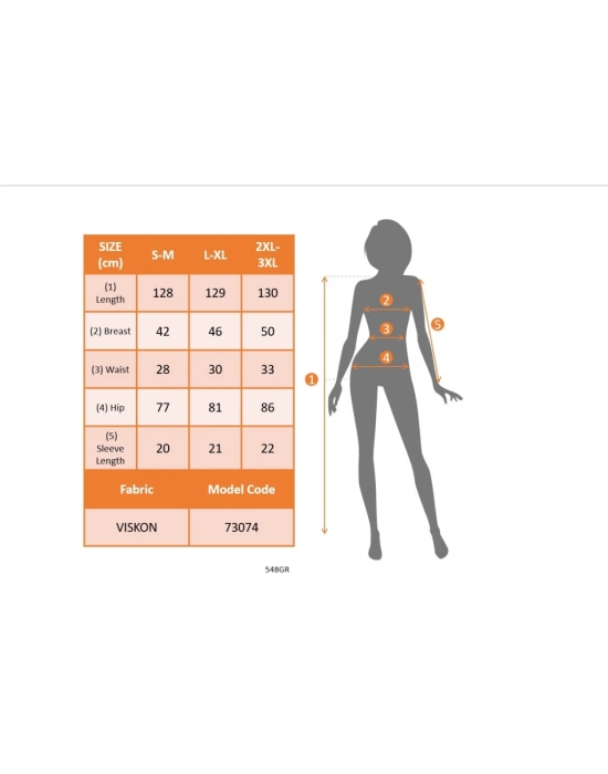 Kadın Kısa Kollu V Yakalı Beli Lastikli Uzun Viskon Elbise