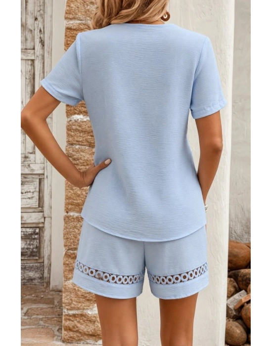 Kadın Kısa Kollu V Yakalı Bluz Ve Short Ikili Takım