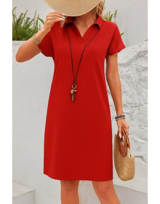 Kadın Kısa Kollu V Yakalı Bürümcük Elbise