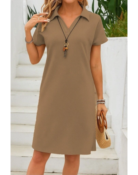 Kadın Kısa Kollu V Yakalı Bürümcük Elbise