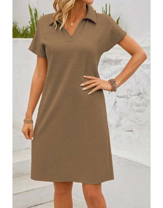 Kadın Kısa Kollu V Yakalı Bürümcük Elbise