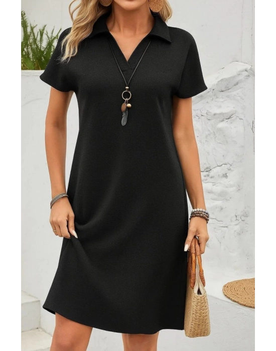 Kadın Kısa Kollu V Yakalı Bürümcük Elbise