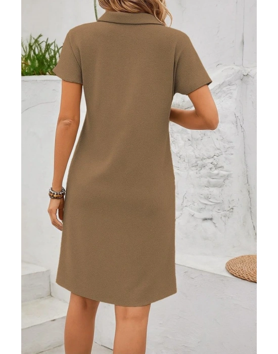 Kadın Kısa Kollu V Yakalı Bürümcük Elbise