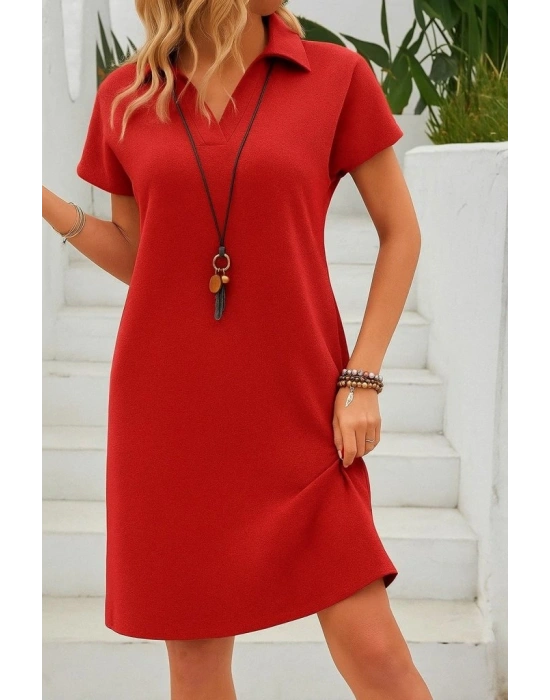 Kadın Kısa Kollu V Yakalı Bürümcük Elbise