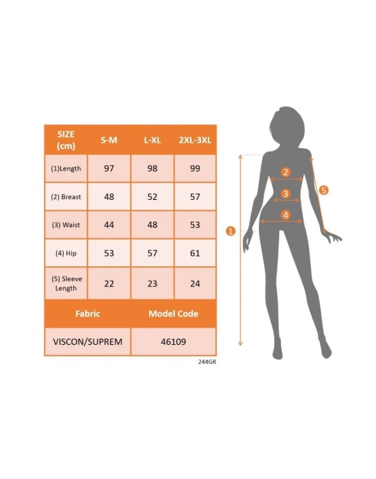Kadın Kısa Kollu V Yakalı Etek Ucu Desenli Viskon Elbise