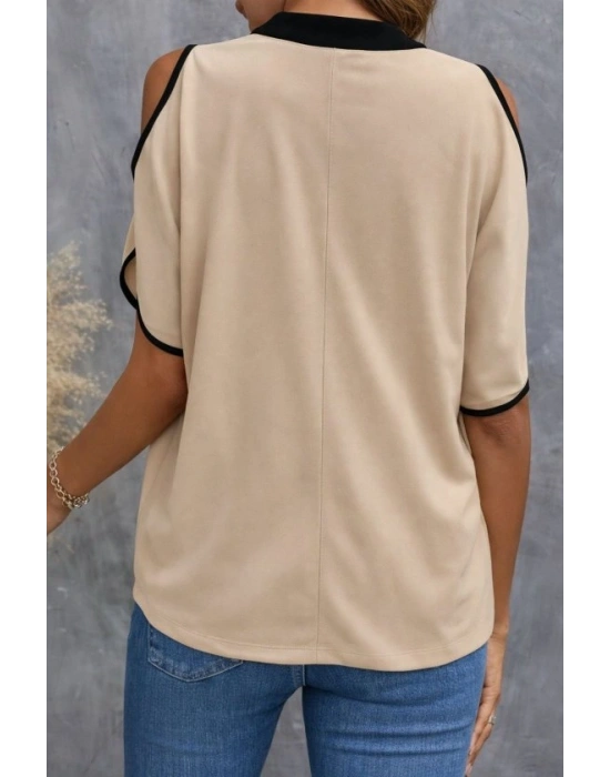 Kadın Kısa Kollu V Yakalı Ithal Krep Bluz