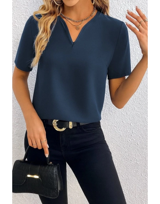 Kadın Kısa Kollu V Yakalı Ithal Krep Elbise