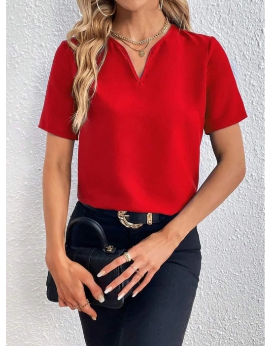 Kadın Kısa Kollu V Yakalı Ithal Krep Elbise