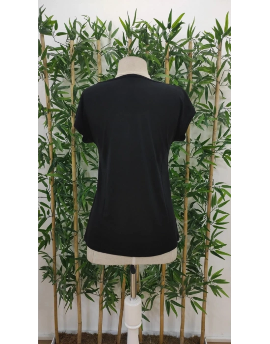 Kadın Kısa Kollu V Yakalı Viskon Bluz