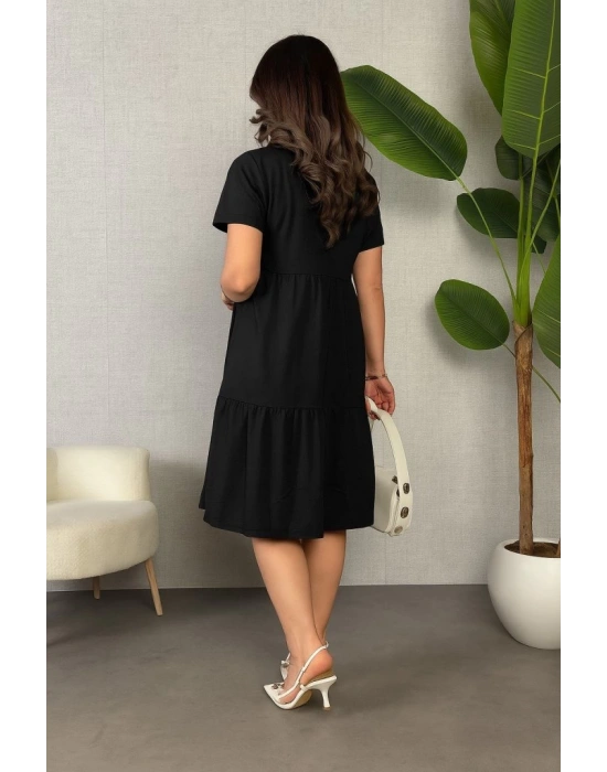 Kadın Kısa Kollu V Yakalı Viskon Elbise
