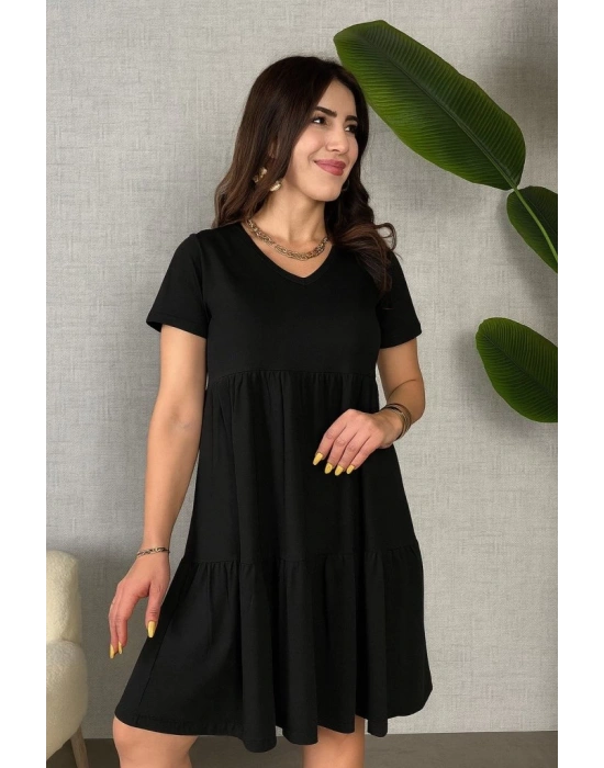 Kadın Kısa Kollu V Yakalı Viskon Elbise