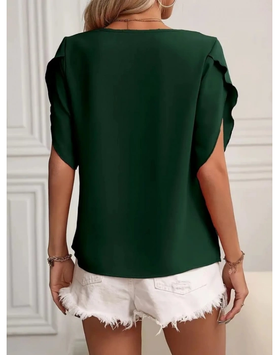 Kadın Kısa Kollu Yaka Ve Kol Detay Jesica Bluz