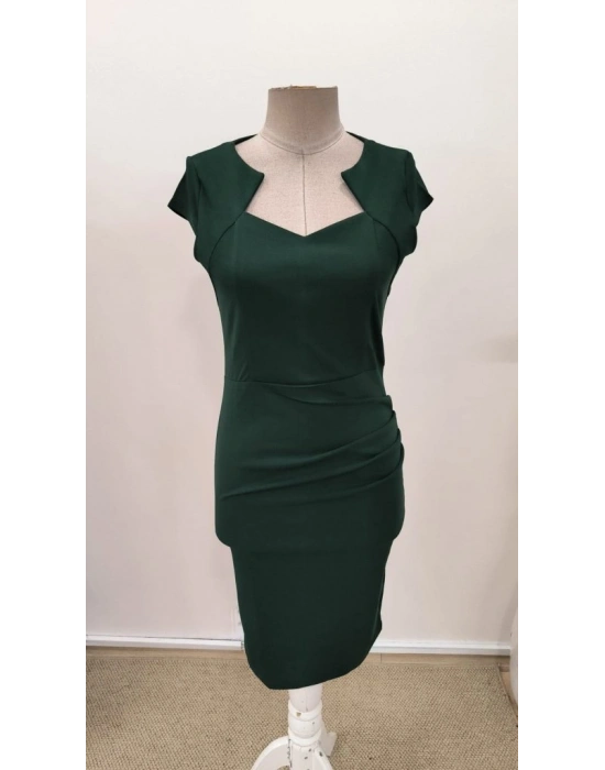 Kadın Kısa Kollu Yakası Asimetrik Kısa Ithal Krep Elbise