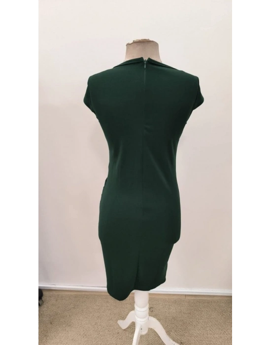 Kadın Kısa Kollu Yakası Asimetrik Kısa Ithal Krep Elbise