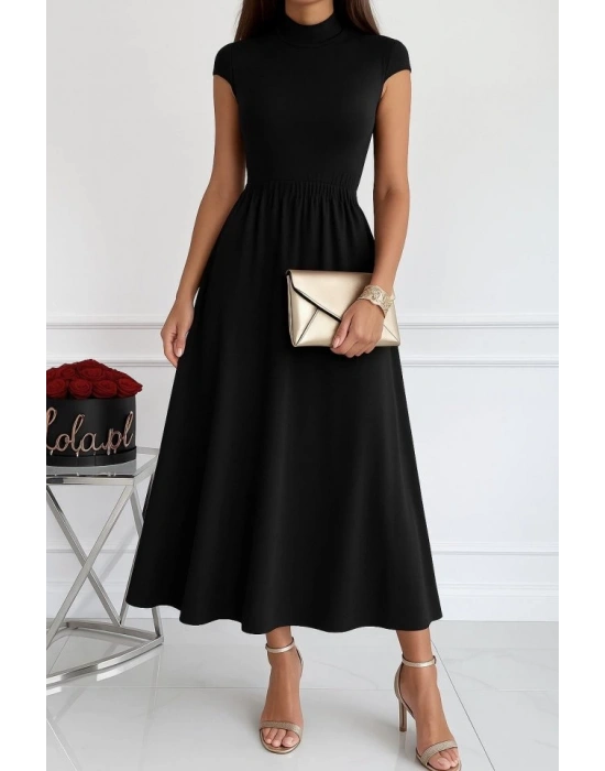 Kadın Kısa Kollu Yarı Balıkçı Yaka Viskon Elbise