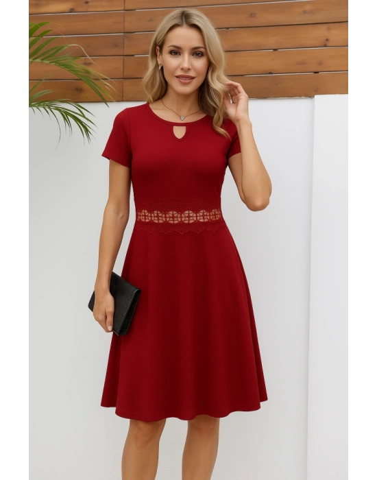 Kadın Kısa Kollu Yuvarlak Yaka Damla Detaylı Janjan Elbise