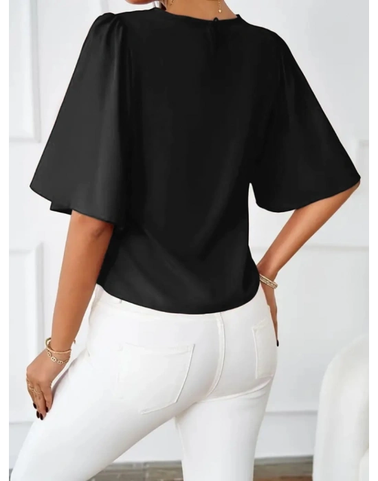 Kadın Kısa Kollu Yuvarlak Yaka Sandy Bluz