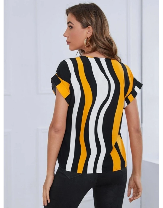 Kadın Kısa Yarasa Kol Bisiklet Yaka Süprem Bluz