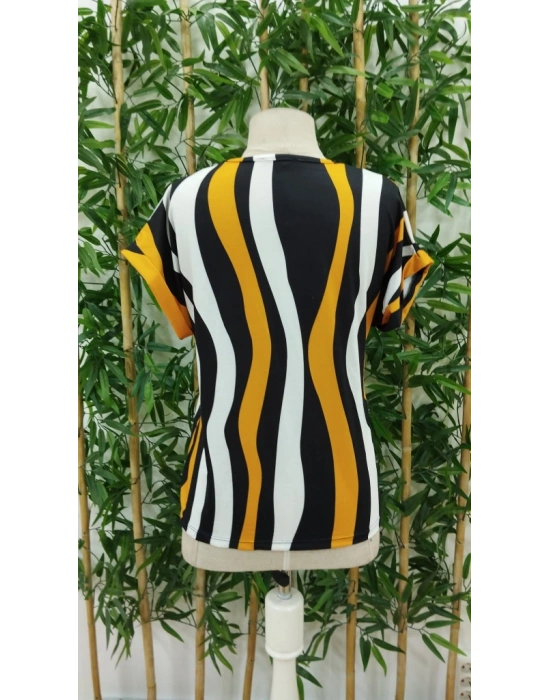 Kadın Kısa Yarasa Kol Bisiklet Yaka Süprem Bluz