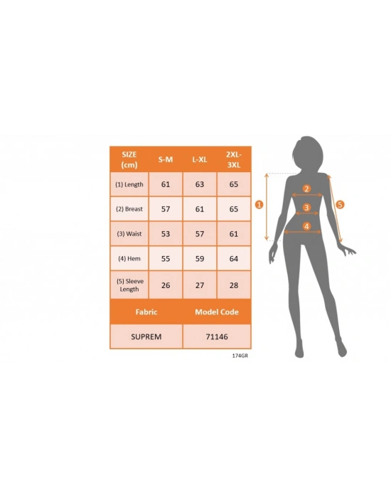 Kadın Kısa Yarasa Kol Fırça Desenli V Yaka Süprem Bluz