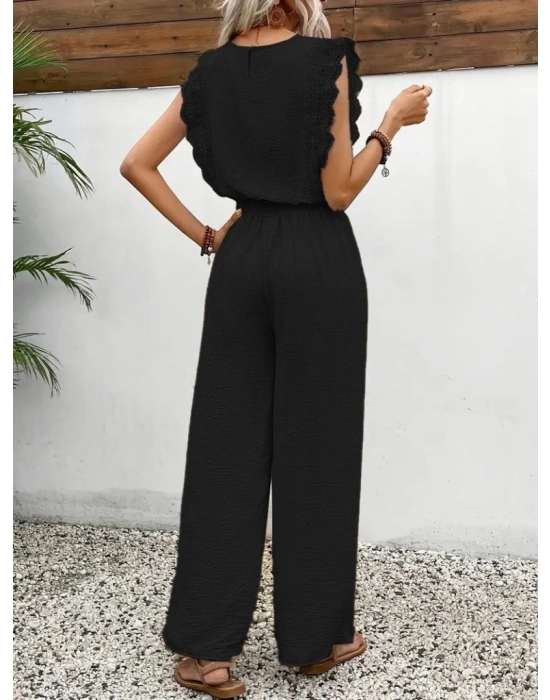 Kadın Kolsuz Bisiklet Yaka Aerobin Bluz Ve Bağcıklı Pantolon